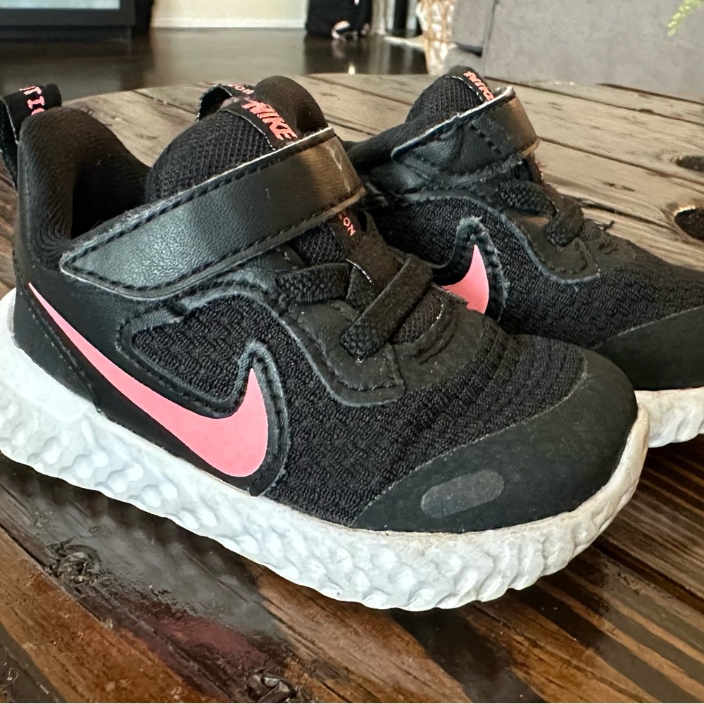 Nike Black and Pink Kids Sneakers